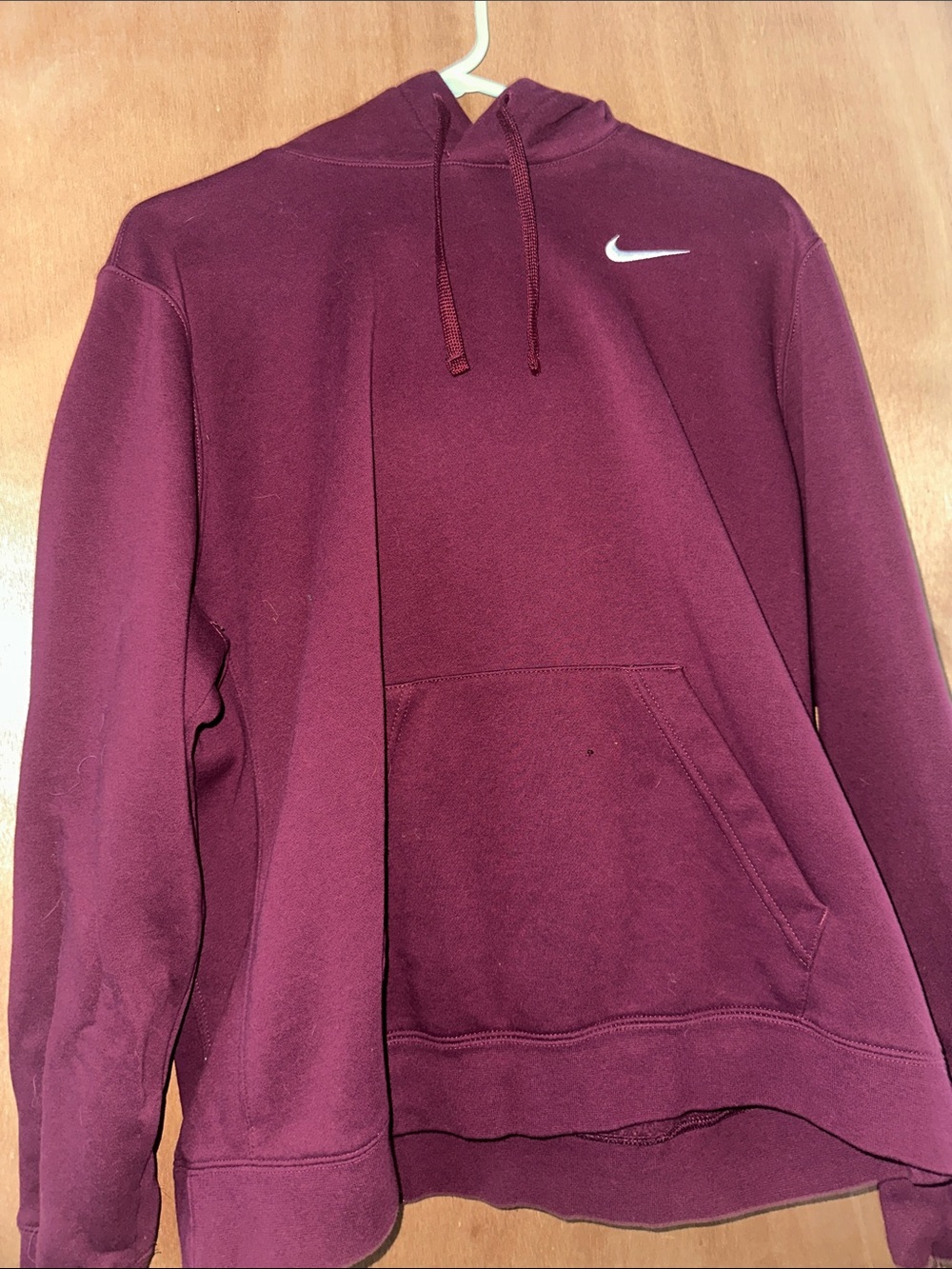 Nike Men's Maroon Crewneck Hoodie with White Swoosh